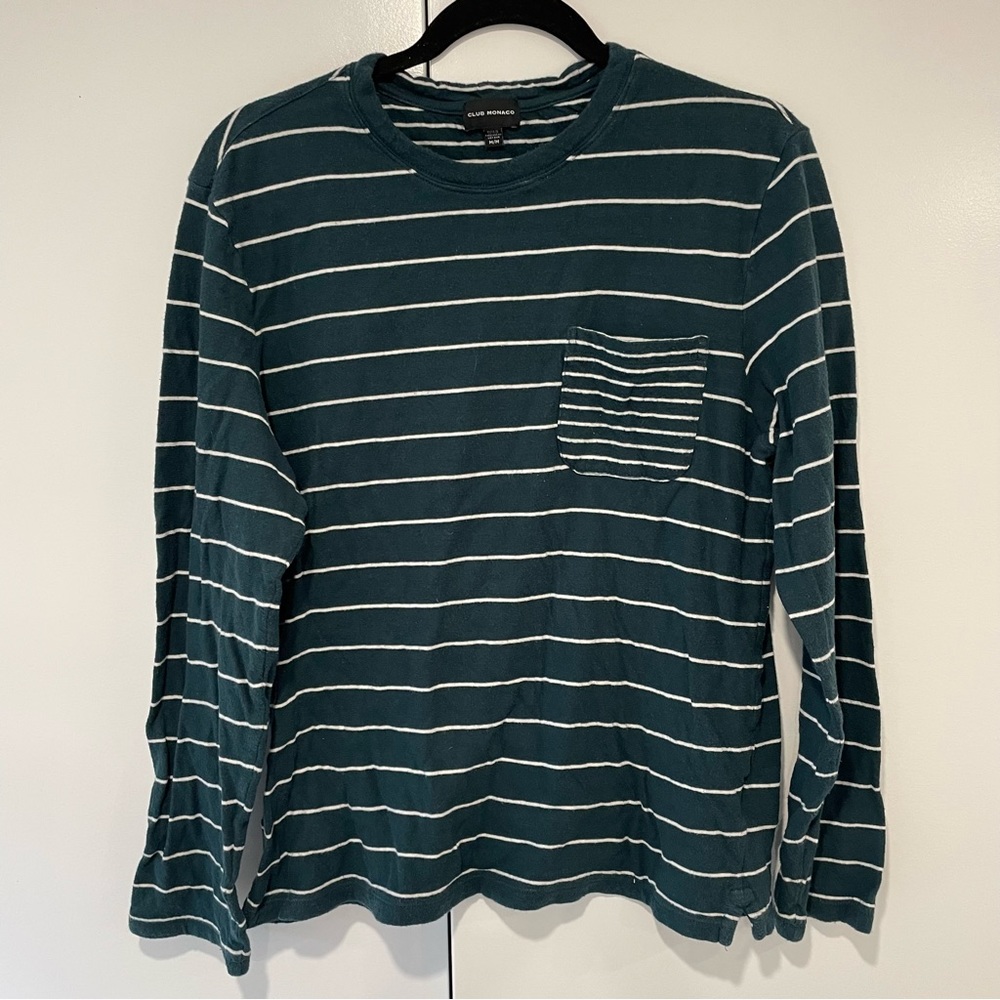 Club Monaco duofold slim stripe pocket tshirt